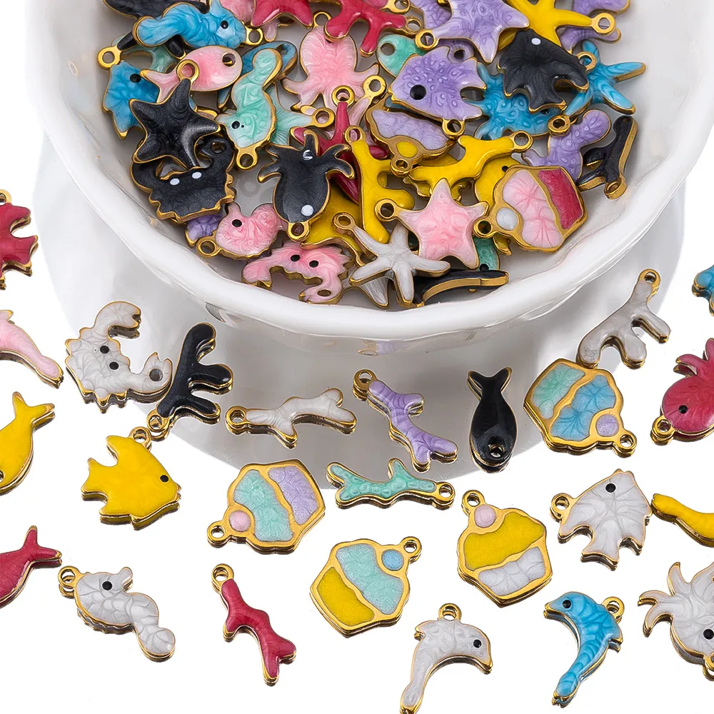 Roestvrij Stalen Cupcake Hanger Alleen Zonder Ketting Emaille Kleurrijke Taartvorm Charms Voor DIY Sieraden Maken