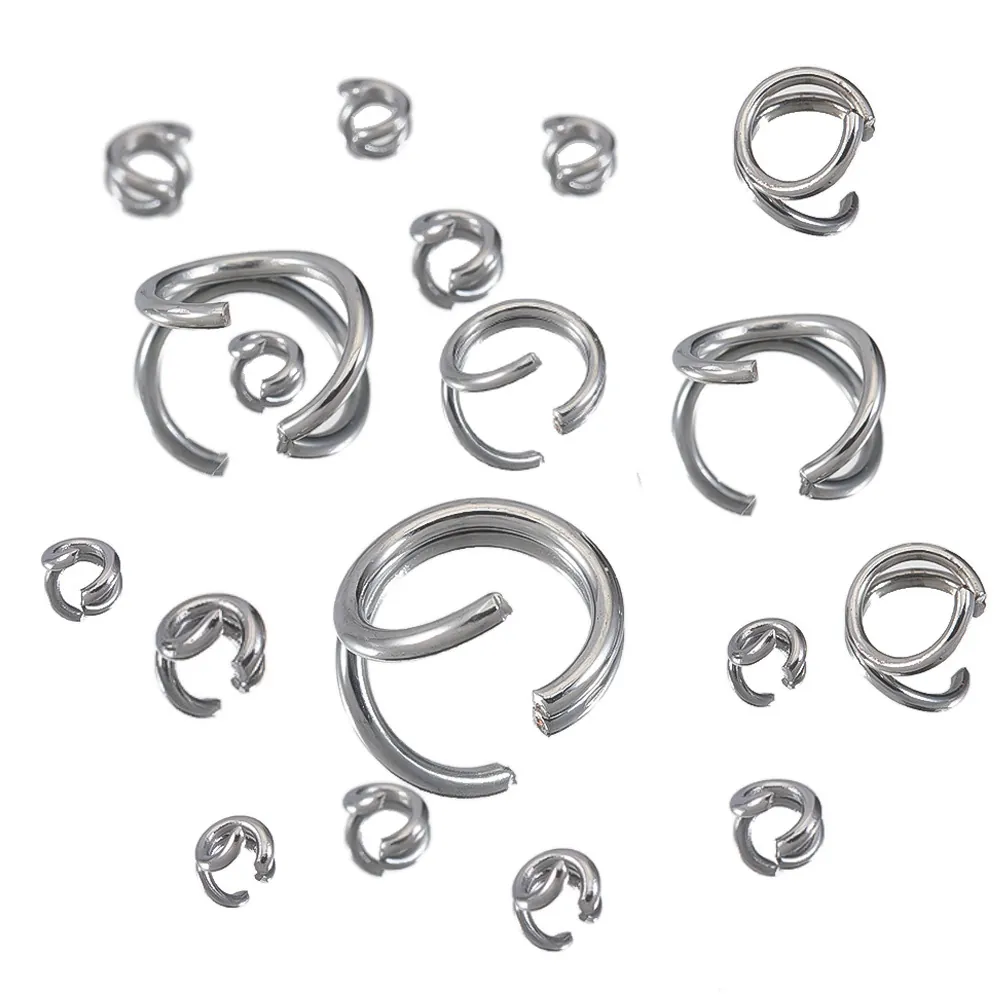 Anneaux de Jonction Ouverts en Acier Inoxydable Couleur Argent Électroplaqué Connecteurs Ronds pour Fabrication de Bijoux DIY Bracelet Collier