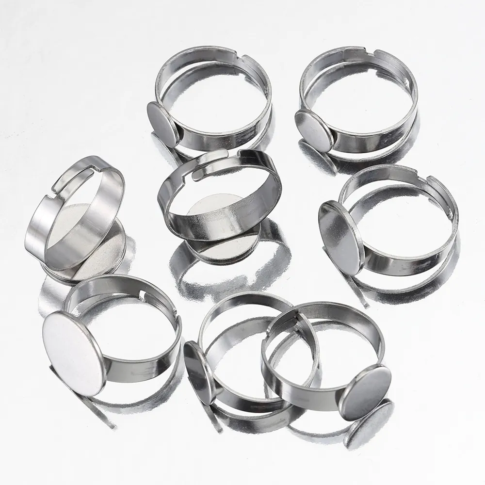 Verstelbare Roestvrijstalen Platte Ronde Ringbasis Blanco Tray Bezel Voor DIY Sieraden Maken Handgemaakte Ambachten Bevinding Staalkleur
