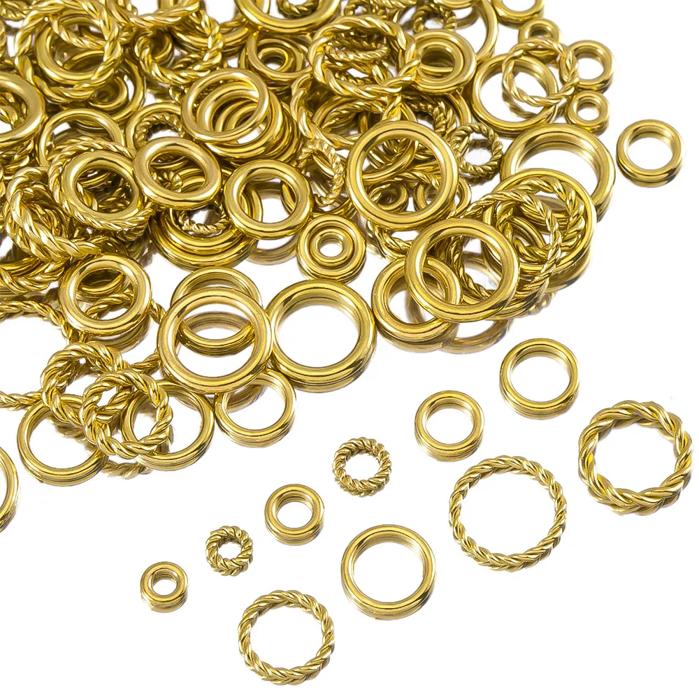 304 Roestvrij Staal 18K Verguld Gedraaide Gladde Gesloten Buigringen DIY Sieraden Armband Ketting Connector Benodigdheden