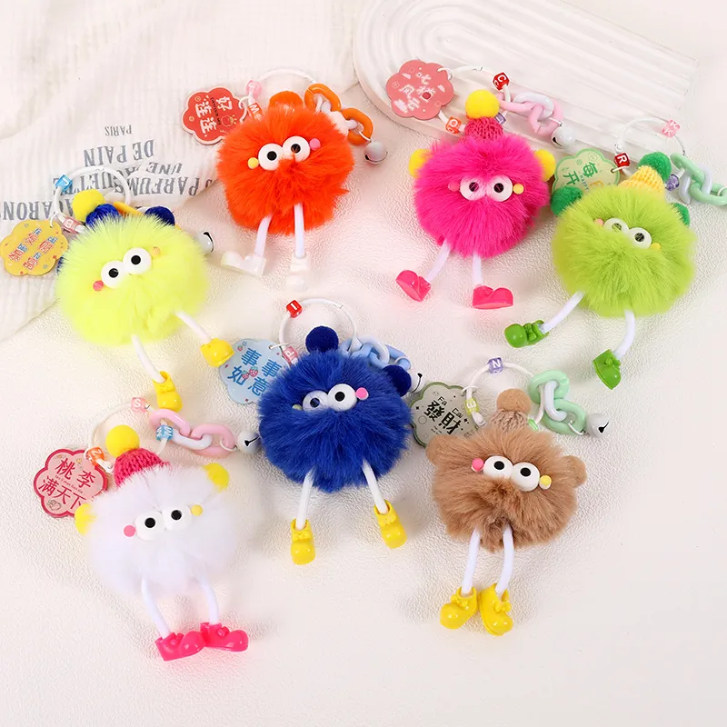 Porte-Clés Mignon Monstre en Peluche Avec Longues Jambes Clochette Perles Lettres pour Sacs À Dos Accessoires de Mode Femmes Enfants