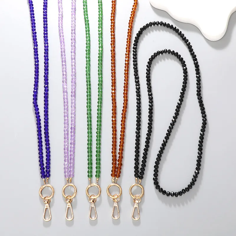 Hand Beaded Multicolor Crystal Phone Lanyard Anti Lost Crossbody Mobile Phone Strap Decorative Beaded Chain For Women