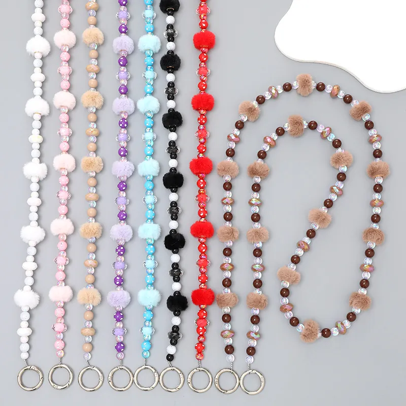 Mode Plüsch Perle Handykette Gurt Für Damen Crossbody Taschengurt Künstliche Perle Legierung Verschluss Zubehör