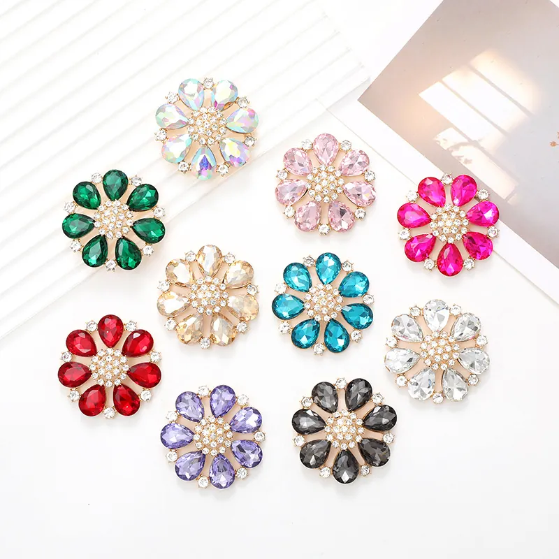 Breloques de Chaussures en Alliage de Zinc de Luxe avec Strass Accessoires de Bijoux DIY Décoration Florale