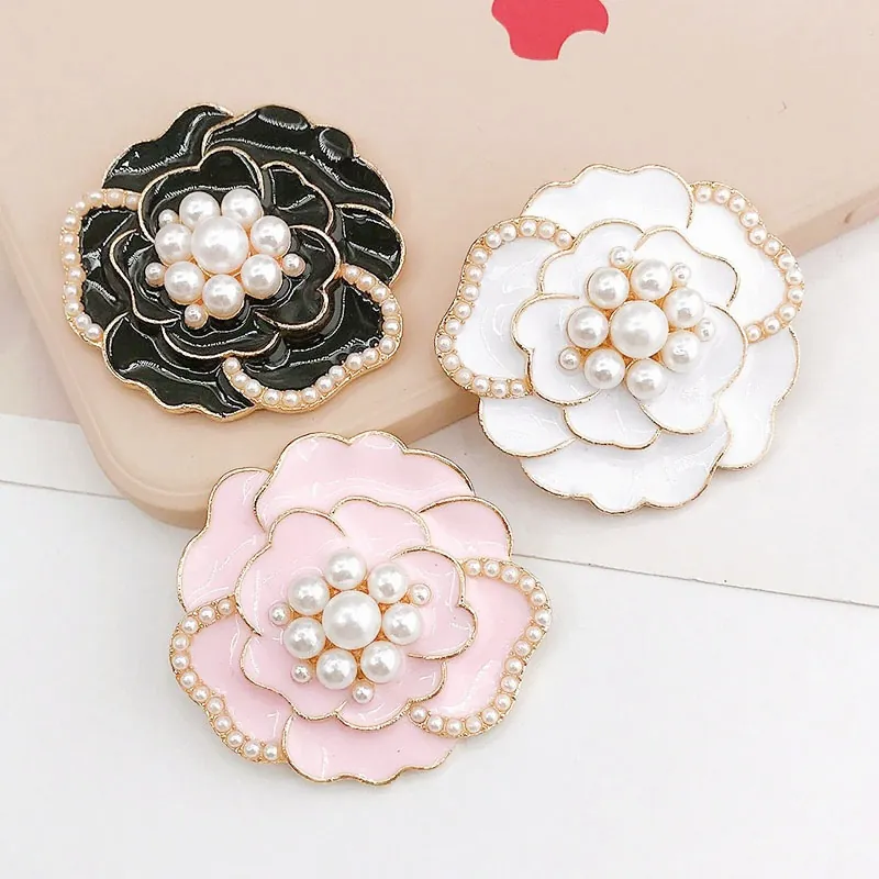 Charme DIY en Alliage Fleur de Camélia Avec Künstliche Perle d'Imitation Émail Pour Coque de Téléphone Décoration de Chaussure Bijoux