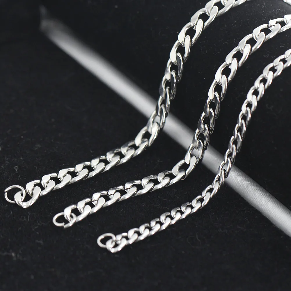 Collier Chaîne Cubaine Minimaliste en Acier Inoxydable 304 Pour Hommes Femmes Chaîne Gourmette Argent Poli Bijoux Mode