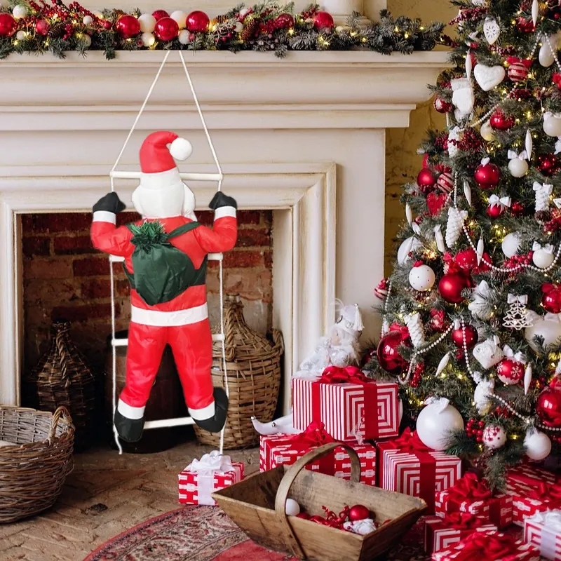 Climbing Santa Claus Ornament Christmas Tree Hanging Decoration For Holiday Party Home Outdoor Indoor Wall Decor Festive Gift
