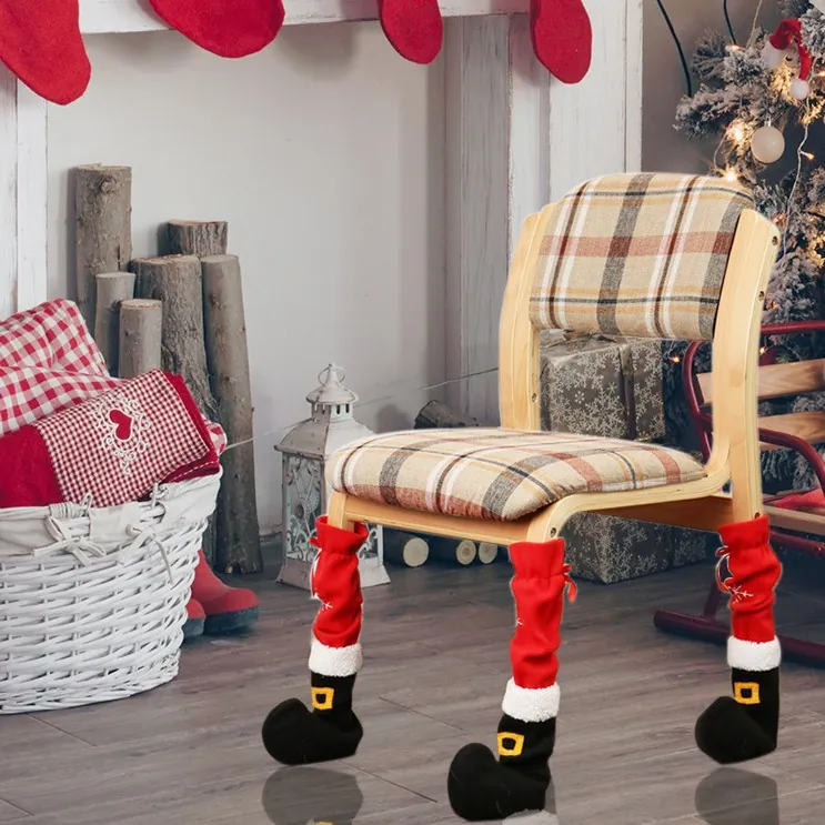 Weihnachts Stuhlbeinschoner Elfenstiefel Form Gestickt Schneeflocke Tischbein Schutz Festliche Haus Hotel Restaurant Dekoration