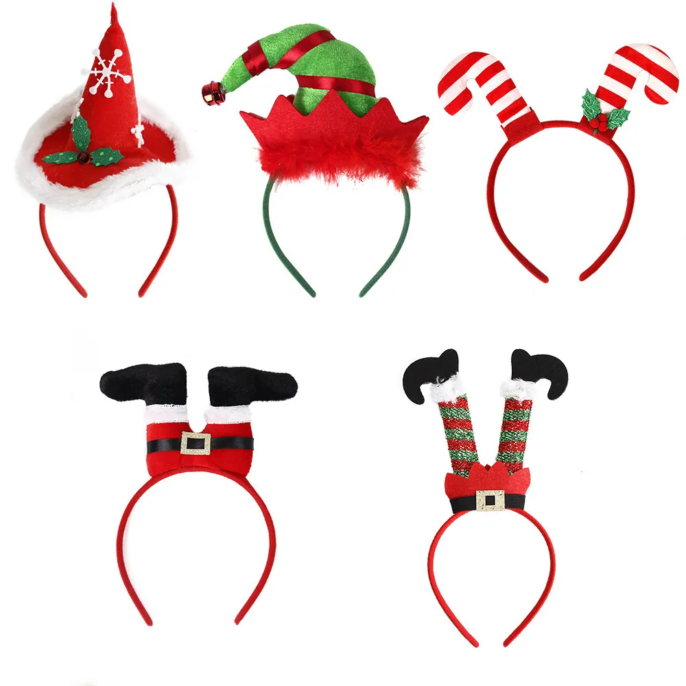 Christmas Headband For Adults Kids Santa Hat Elf Hat Antlers Candy Cane Party Supplies Festive Headwear Hair Accessories