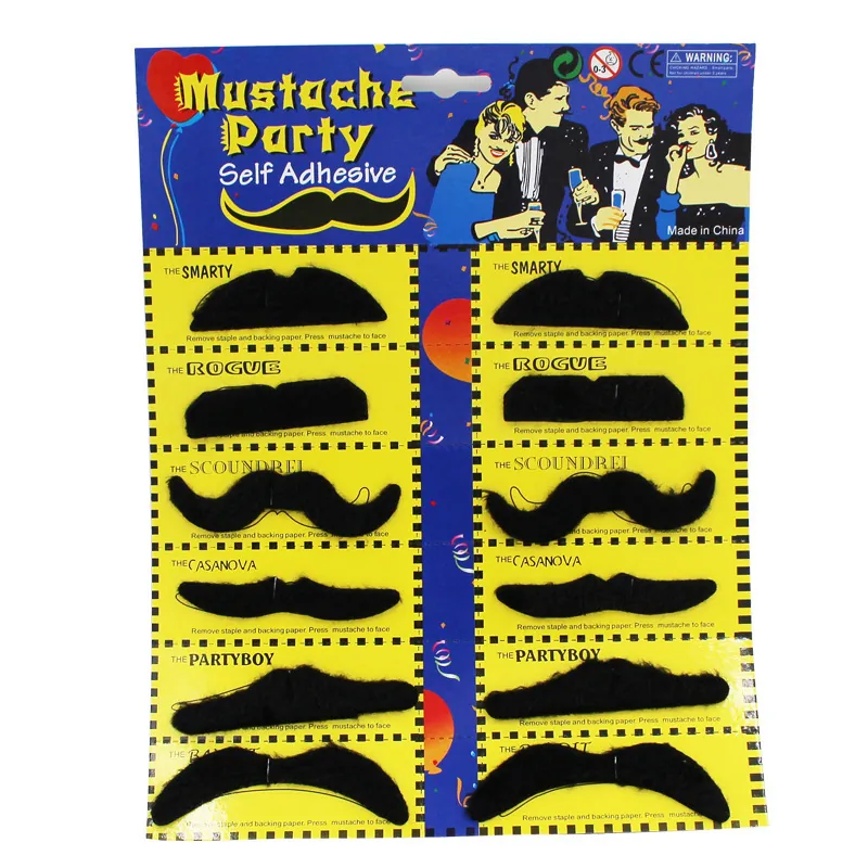 Funny Fake Mustache Set For Party Self Adhesive Mustache Decals For Halloween Cosplay Costume Masquerade Decoration