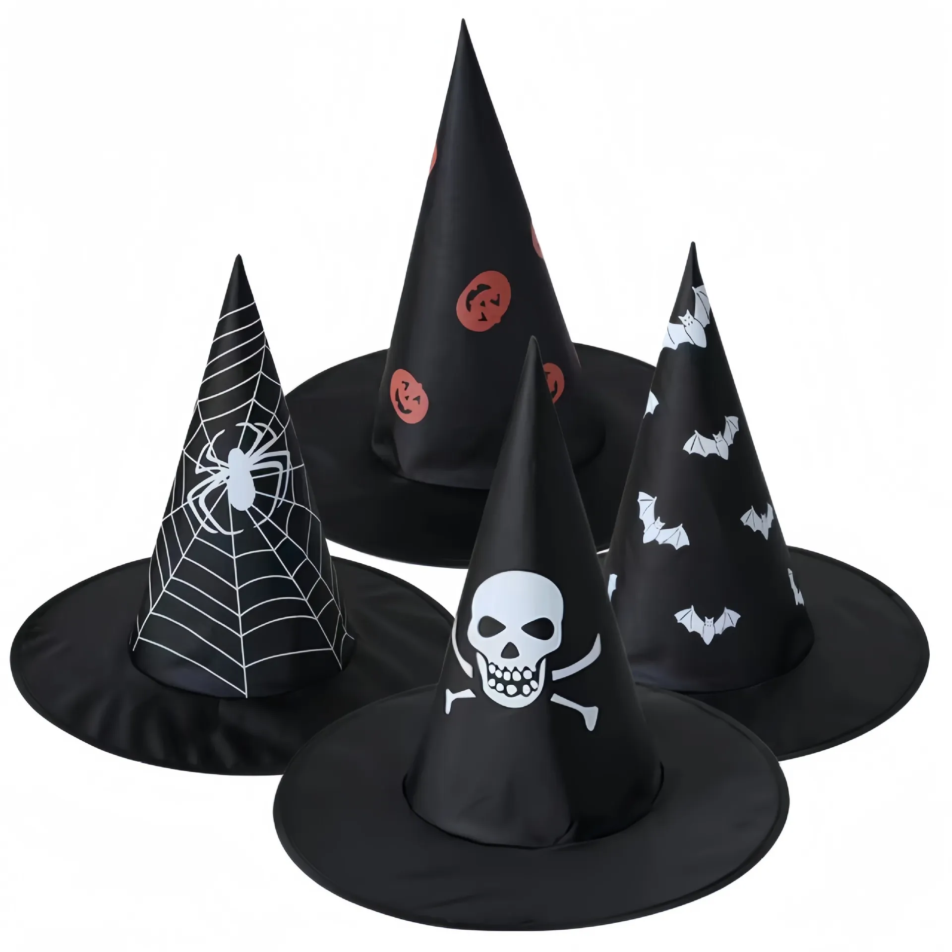 Sombrero De Bruja Halloween Sombrero De Mago Poliéster Tela Oxford Punta Accesorio De Fiesta Disfraz Patrones Clásicos Para Mascarada