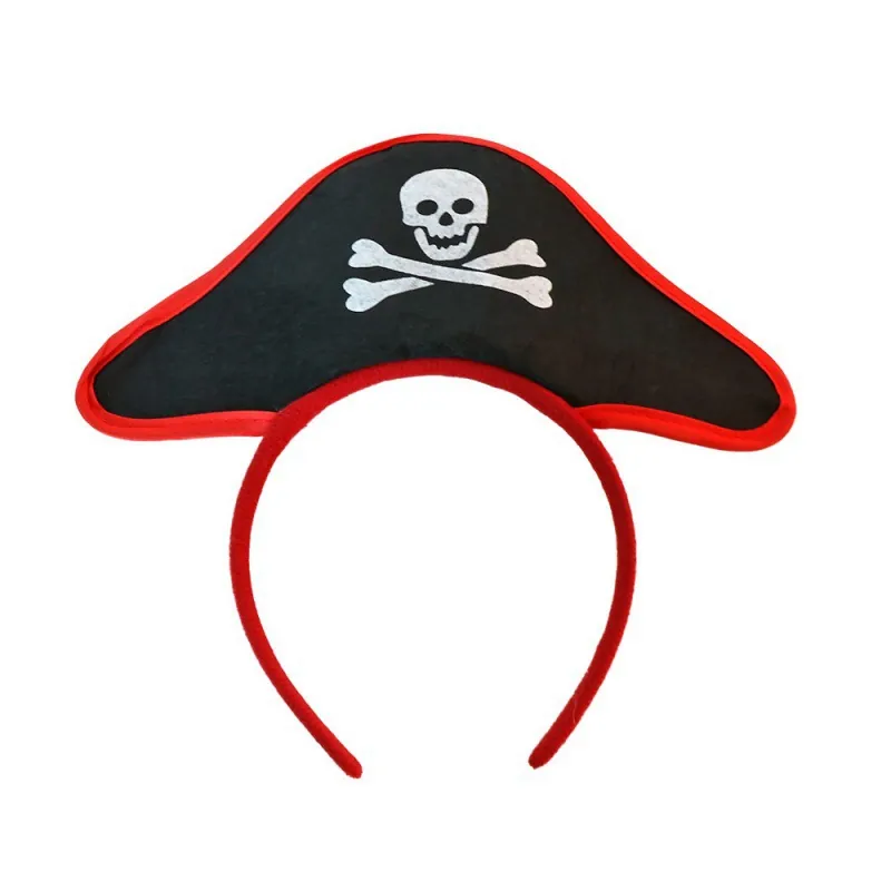 Halloween Pirate Headband For Kids Adults Skull Crossbones Felt Hair Hoop Cosplay Party Costume Accessories Carnival Headwear