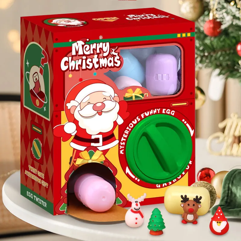 Merry Christmas Santa Claus Egg Twister Gashapon Machine Toy Festive Blind Box Lucky Capsule Toy For Kids Holiday Gift