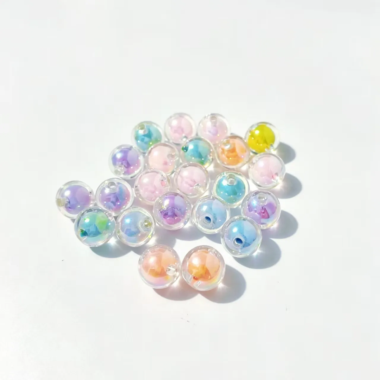 Runde Acrylperlen Galvanisierte Bunte Perlen In Perlen Lose Abstandsperlen DIY Schmuckherstellung Armband Halskette Zubehör