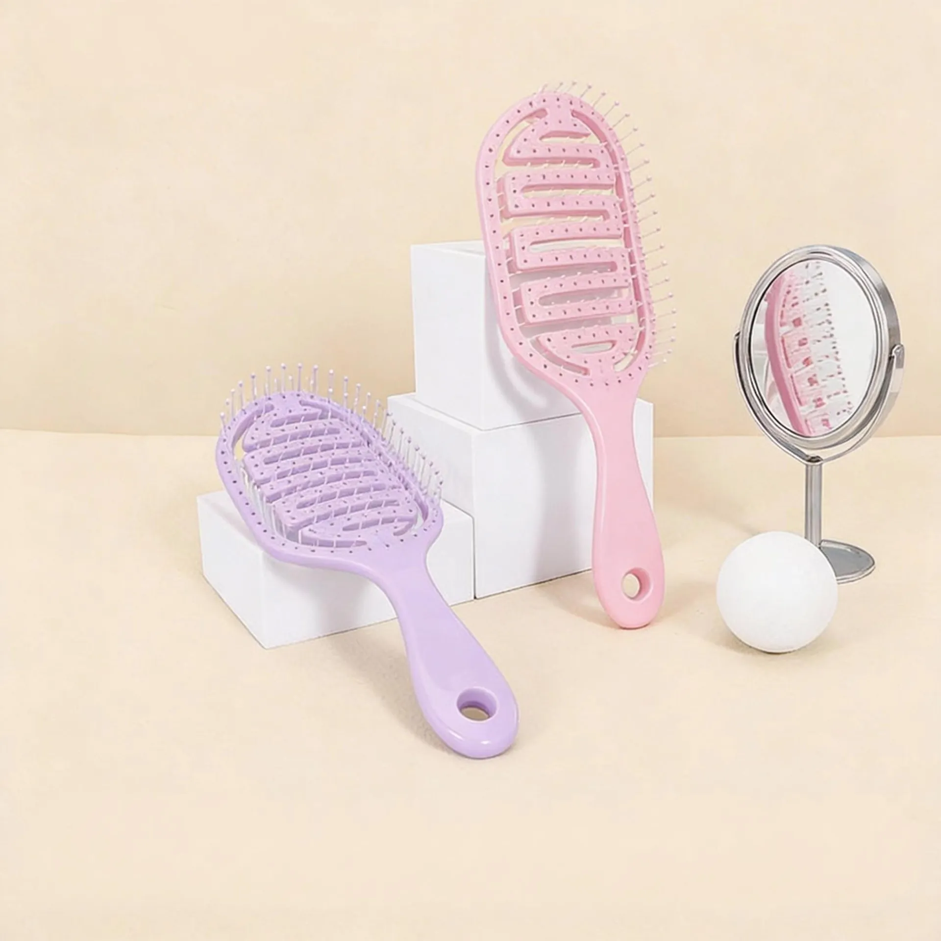 Professional Detangling Massage Vent Hairbrush For Women Hollow Out Styling Brush For Scalp Massage Wet Dry Hair Plastic Salon Tool