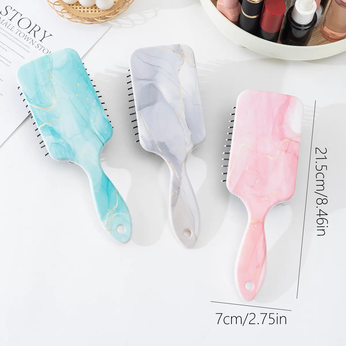 Marble Pattern Cushion Hairbrush Anti Static Scalp Massage Paddle Brush Professional Detangling Comb For Women Hair Care Accessory