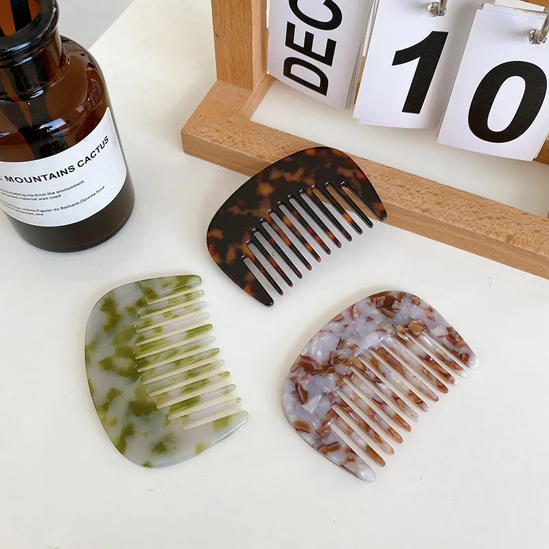 Pettine per Capelli in Acetato a Denti Larghi Portatile Marmo Tartarugato Pettine Districante per Donna Viaggio Regalo
