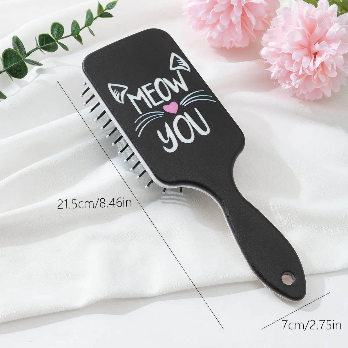 Cartoon Cat Paddle Hair Brush With Air Cushion Scalp Massage Brush Personalized Matte ABS Detangling Comb For Women Girls