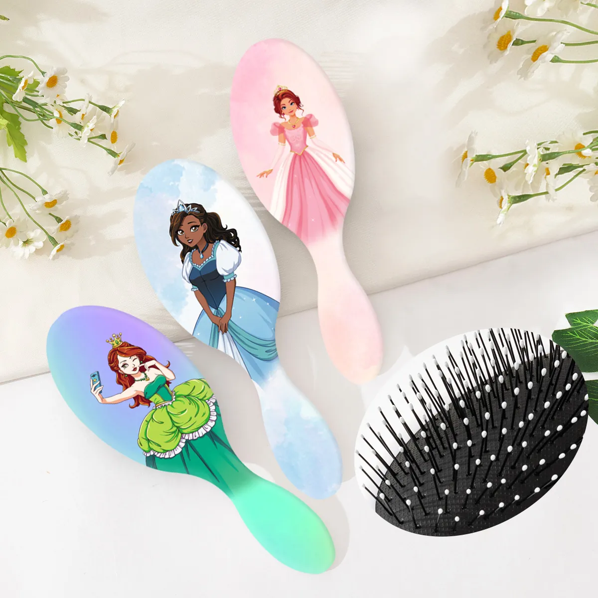 Cartoon Prinzessin Luftkissen Massage Haarbürste Antistatisch ABS Tragbare Kopfhautmassage Kamm Für Damen Mädchen Täglich Haarpflege