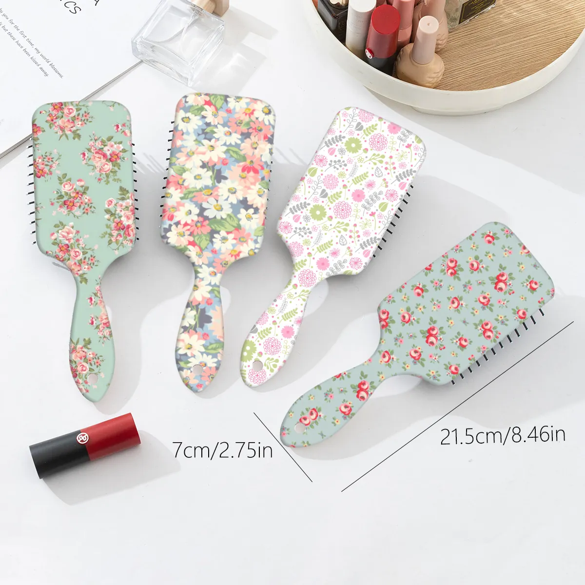 Pettine a Cuscino d'Aria con Stampa Floreale per Donna Spazzola Massaggiante per Cuoio Capelluto Stile Pastorale in Plastica ABS