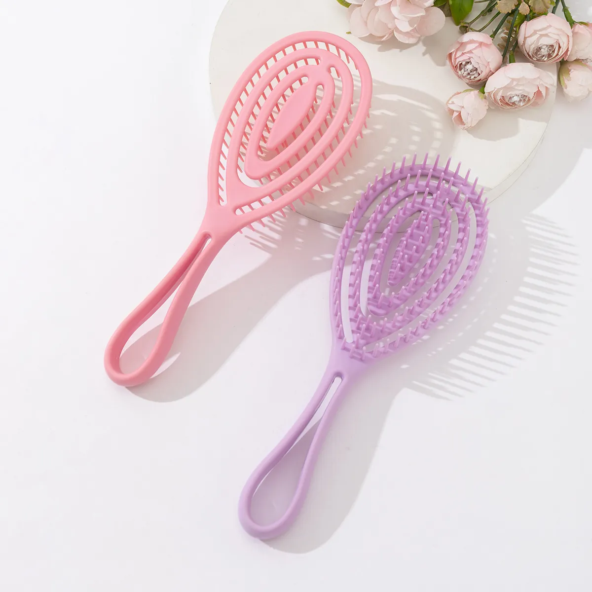 Professional Hollow Spiral Detangling Hair Brush ABS Scalp Massage Rib Comb For Fluffy Styling Women Beauty Hair Tool