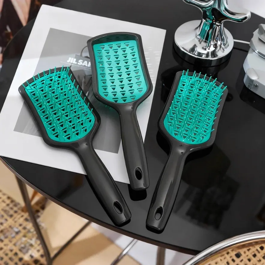 Professional ABS Hollow Out Vent Hair Brush For Detangling And Fast Drying Scalp Massage Paddle Brush For Wet Dry Hair