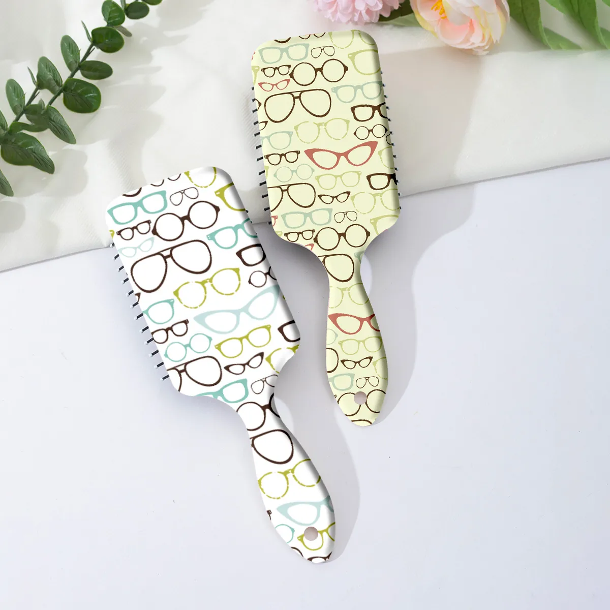 Brosse à Cheveux à Coussin d'Air Portable Avec Motif Lunettes De Dessin Animé Pour Femmes Filles Peigne De Massage En ABS