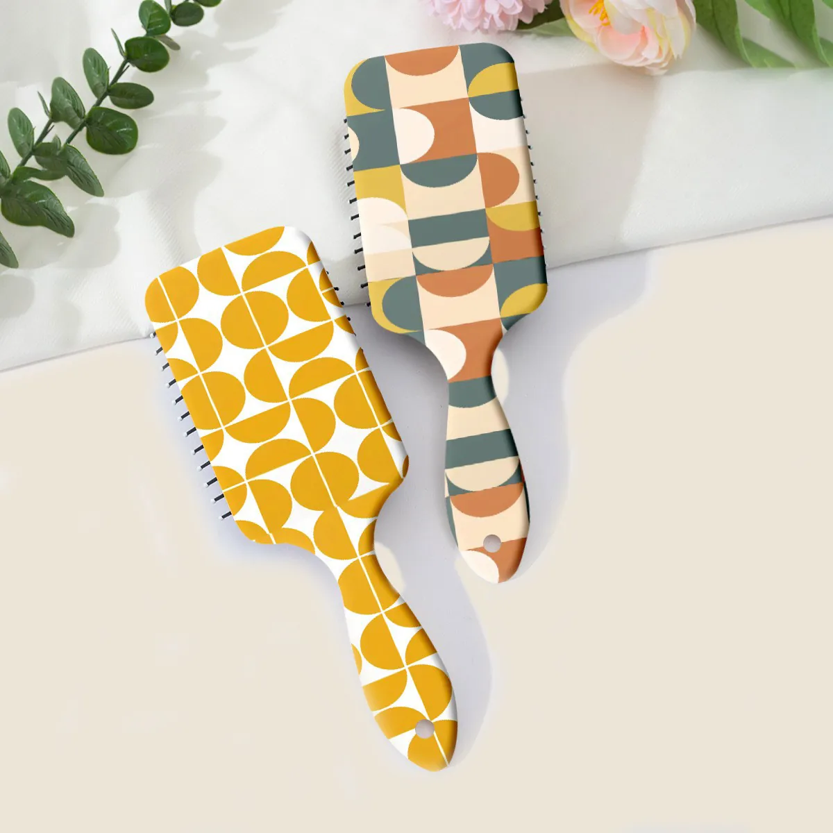 Modern Art Impressionist Geometric Printed Air Cushion Massage Comb For Women ABS Portable Hair Detangling Brush For Home