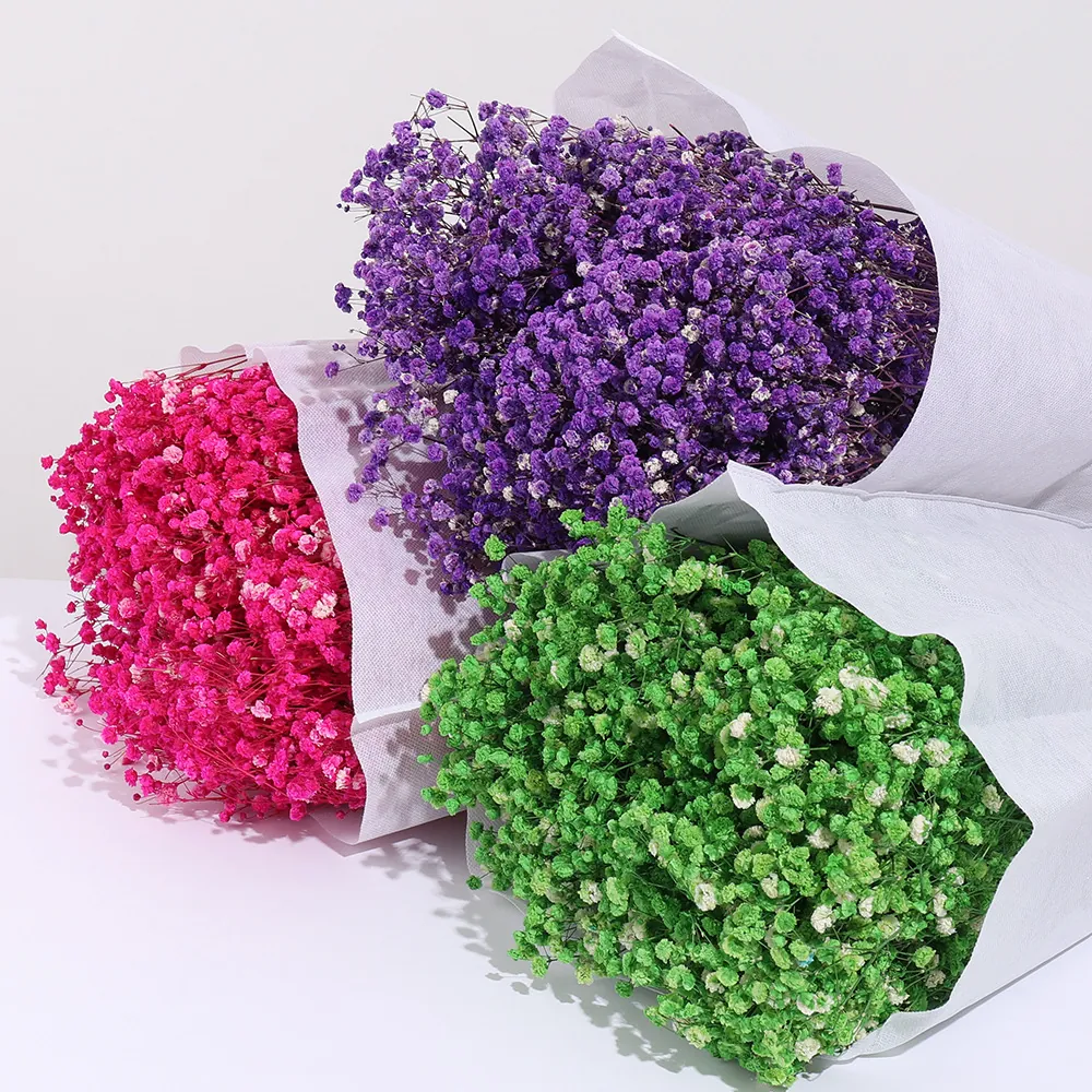 Natural Dried Baby's Breath Bouquet Colorful Gypsophila Flower Arrangement For Home Decor Wedding Valentine Day Gift