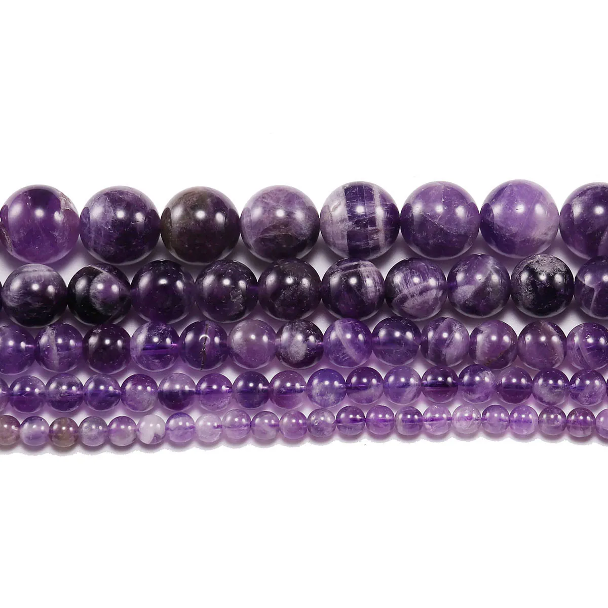 Natural Amethyst Round Beads Polished Purple Crystal Loose Beads For DIY Jewelry Making Bracelet Necklace Accessories