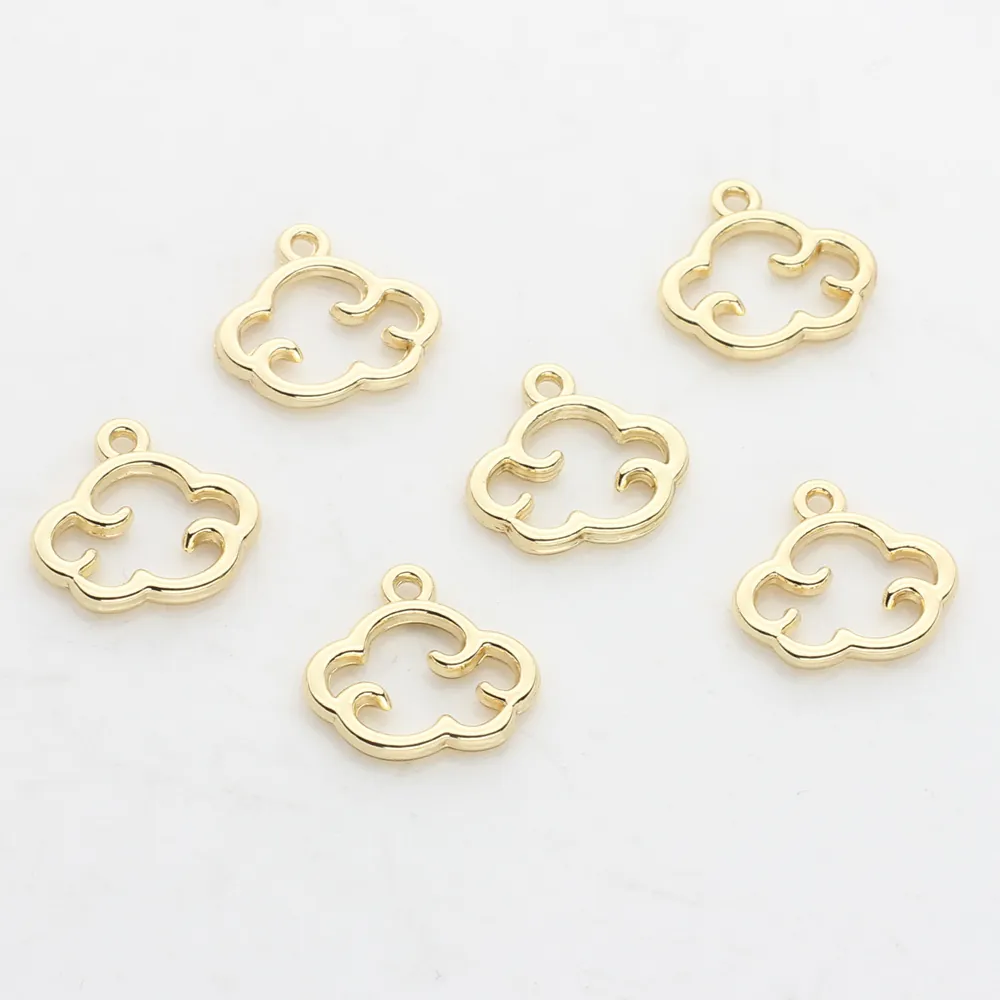 Cloud Shape Hollow Zinc Alloy Charms Gold Electroplated Metal Pendants For DIY Earring Necklace Jewelry Making Accessories