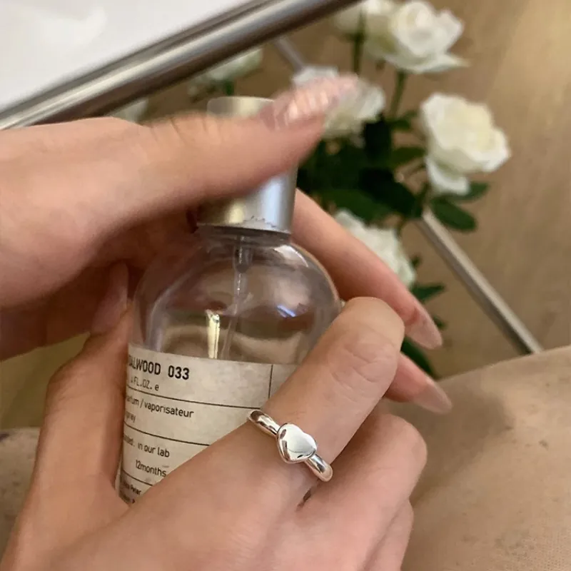 Minimalistischer Herz Offener Ring Für Damen Mode Verstellbarer 925 Versilberter Herz Fingerring Schmuck Geschenk