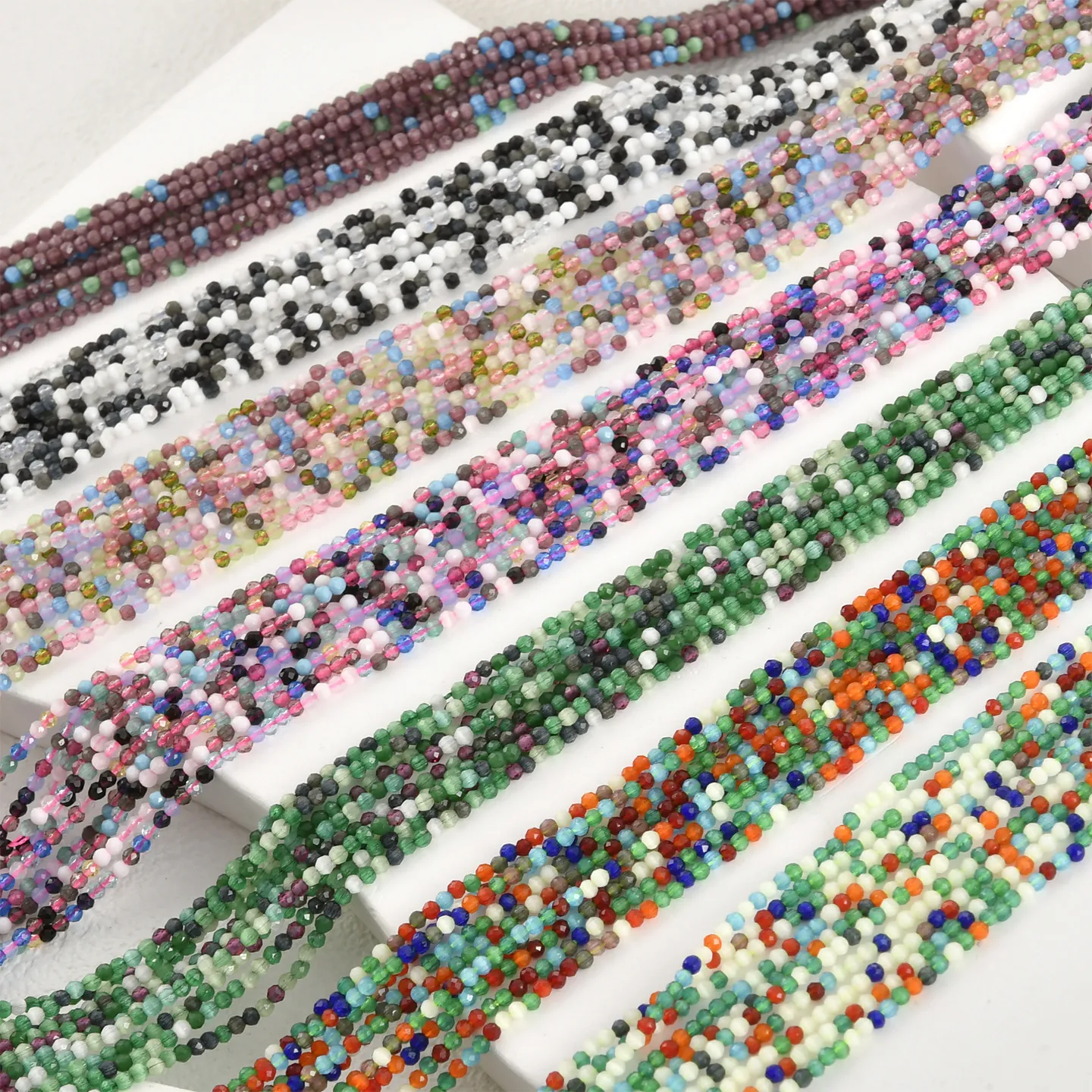 Cuentas de Vidrio de Ojo de Gato Facetadas Redondas Multicolor Pequeñas Cuentas Sueltas para Pulsera Collar DIY Fabricación de Joyas Accesorios Hechos a Mano