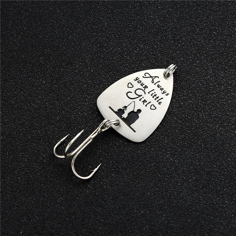Stainless Steel Always Your Little Girl Engraved Guitar Pick Keychain Father Daughter Silhouette Hook Pendant Gift