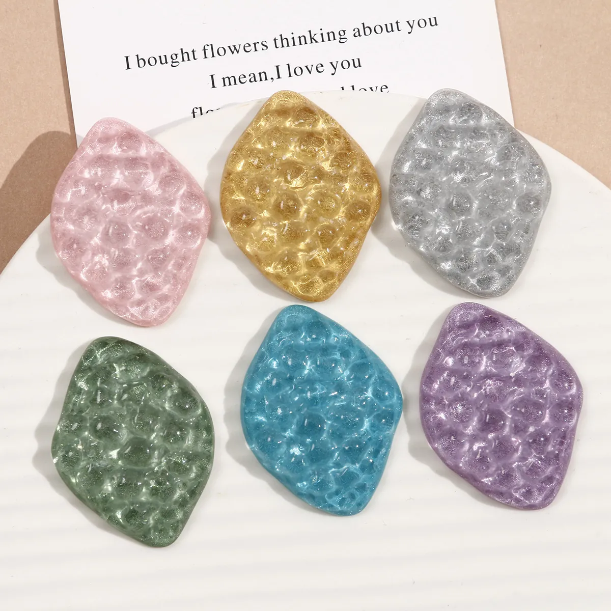 Rhombus Leaf Shape Resin Patch DIY Jewelry Accessories Glitter Bumpy Surface Decorative Components For Phone Case Hairpin
