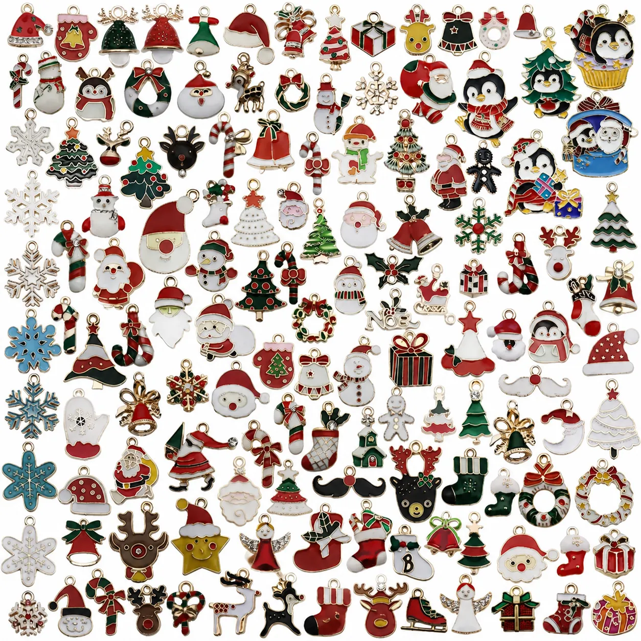 Dijes de Esmalte de Navidad Aleación de Zinc Papá Noel Reno Muñeco de Nieve Copo de Nieve Calcetines Árbol Para Hacer Joyas DIY Pulsera