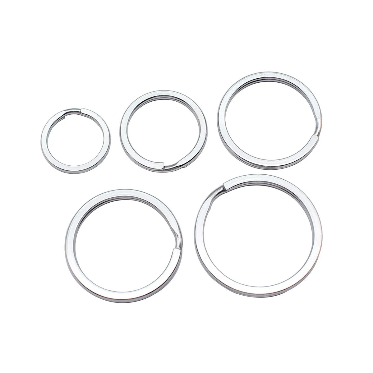 Stainless Steel Flat Split Rings Multi Size DIY Jewelry Accessories Keychain Making Rings Metal Spiral Connector Rings