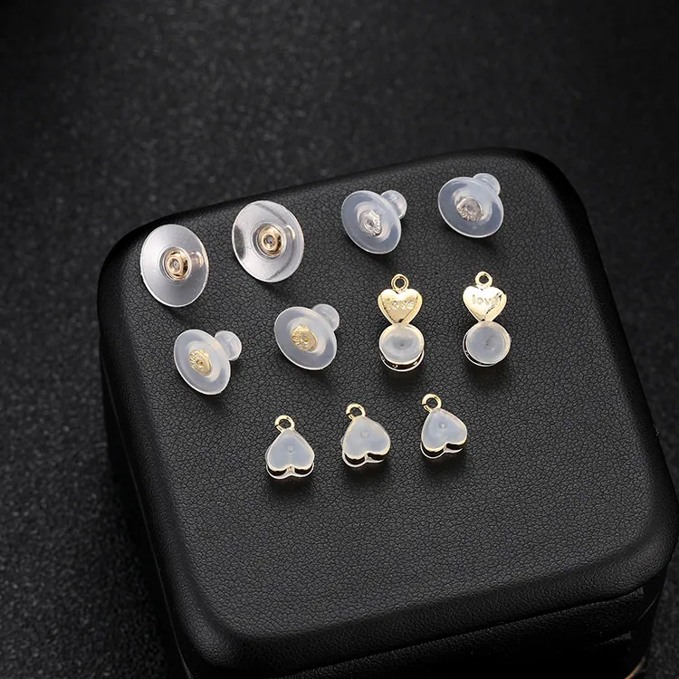 Fermoirs de Boucles d'Oreilles Universels Silicone Métal Papillon Disque Bouchons pour Bijoux Fabrication Accessoires DIY Or Argent