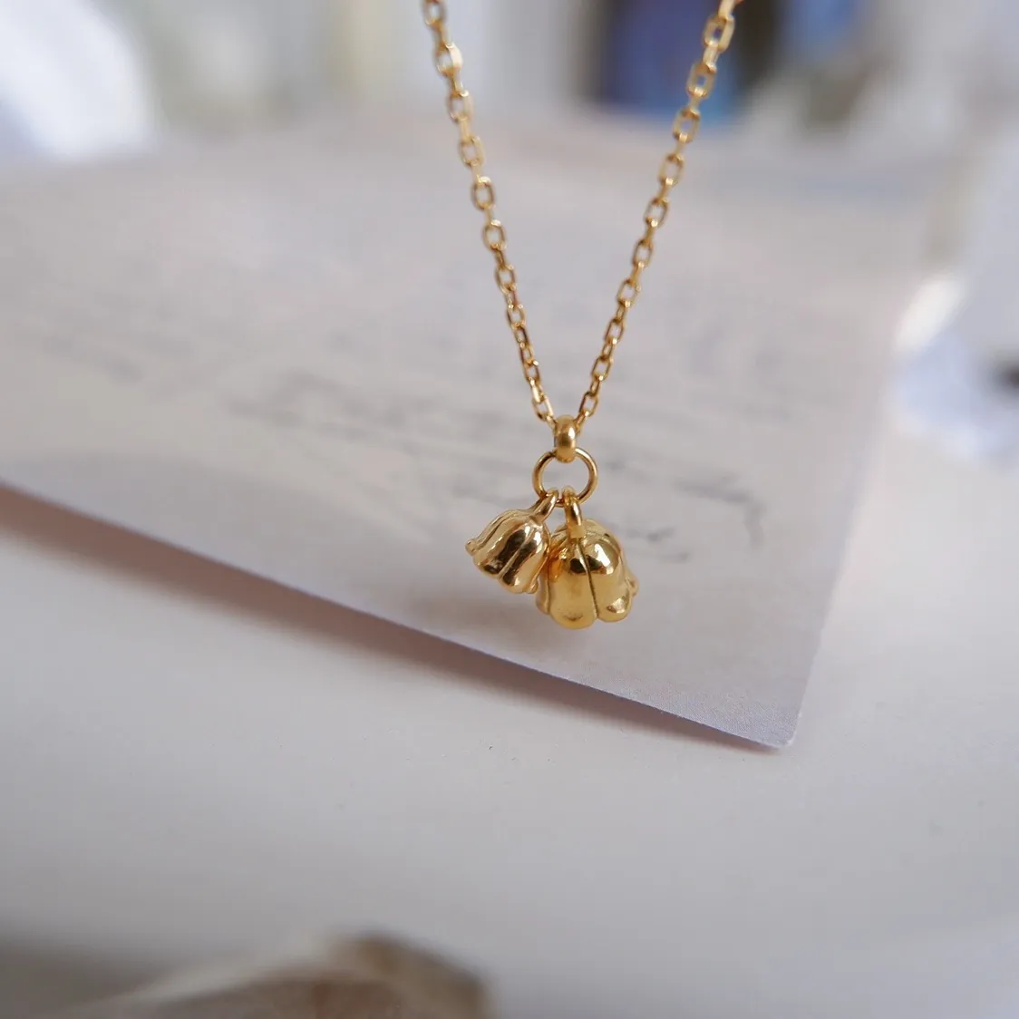 Lily Of The Valley Pendant Necklace 18K Gold Plated Titanium Steel Non-Fading Elegant Clavicle Chain For Women