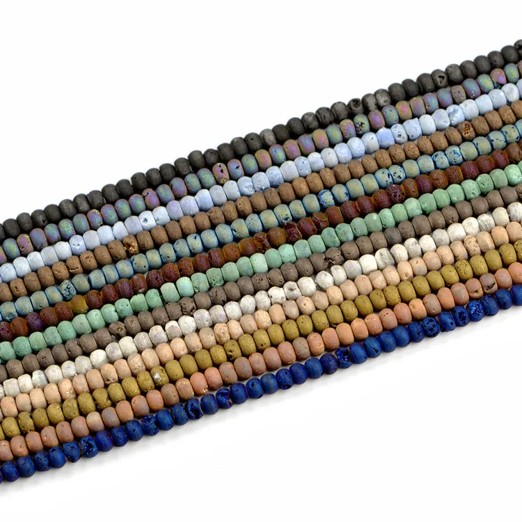 Natuurlijke Druzy Agaat Abacus Kralen Gegalvaniseerde Gematteerde Edelsteen Losse Kralen Voor DIY Sieraden Maken Armband Ketting