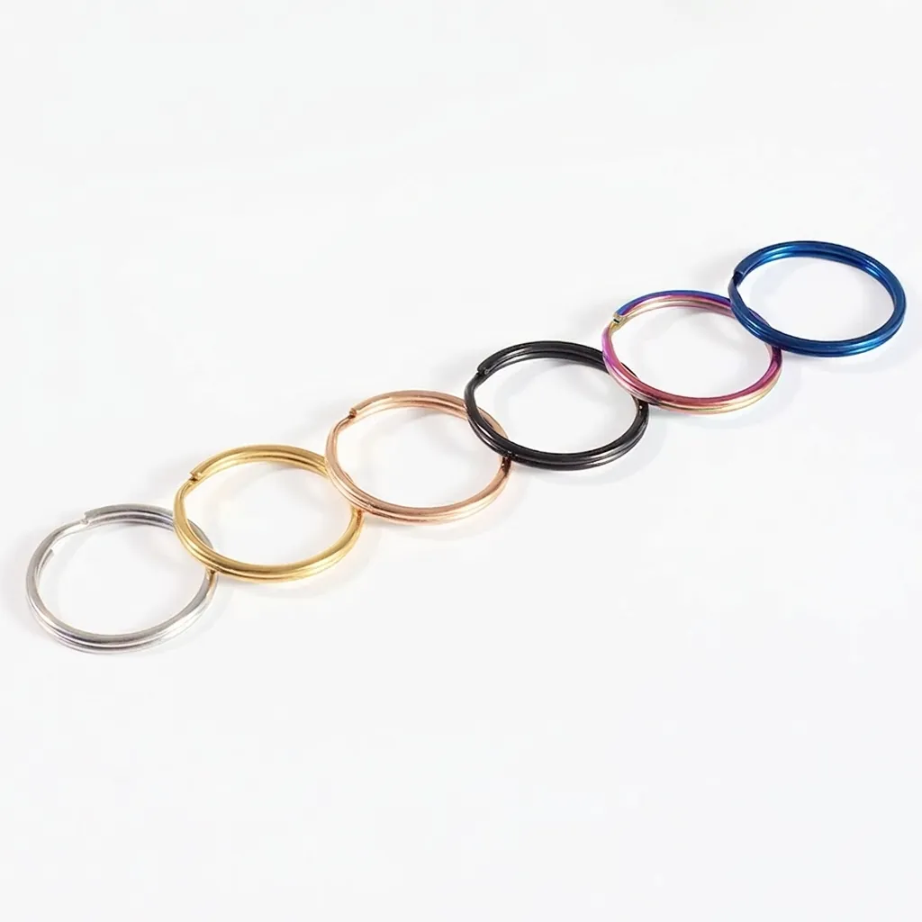 Anneau de Porte-Clés en Acier Inoxydable 304 Double Boucle pour DIY Fabrication de Bijoux Or Noir Argent Poli Anneau Métallique