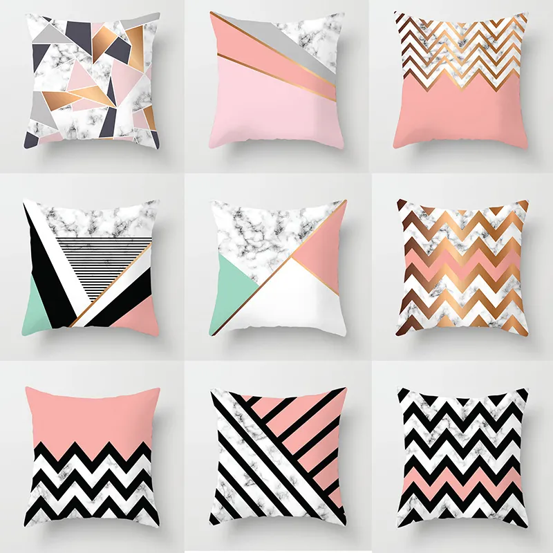 Fodera per Cuscino con Motivo Geometrico Marmo Nordico Moderno Decorativo in Poliestere per Divano Auto Casa Soggiorno Ufficio