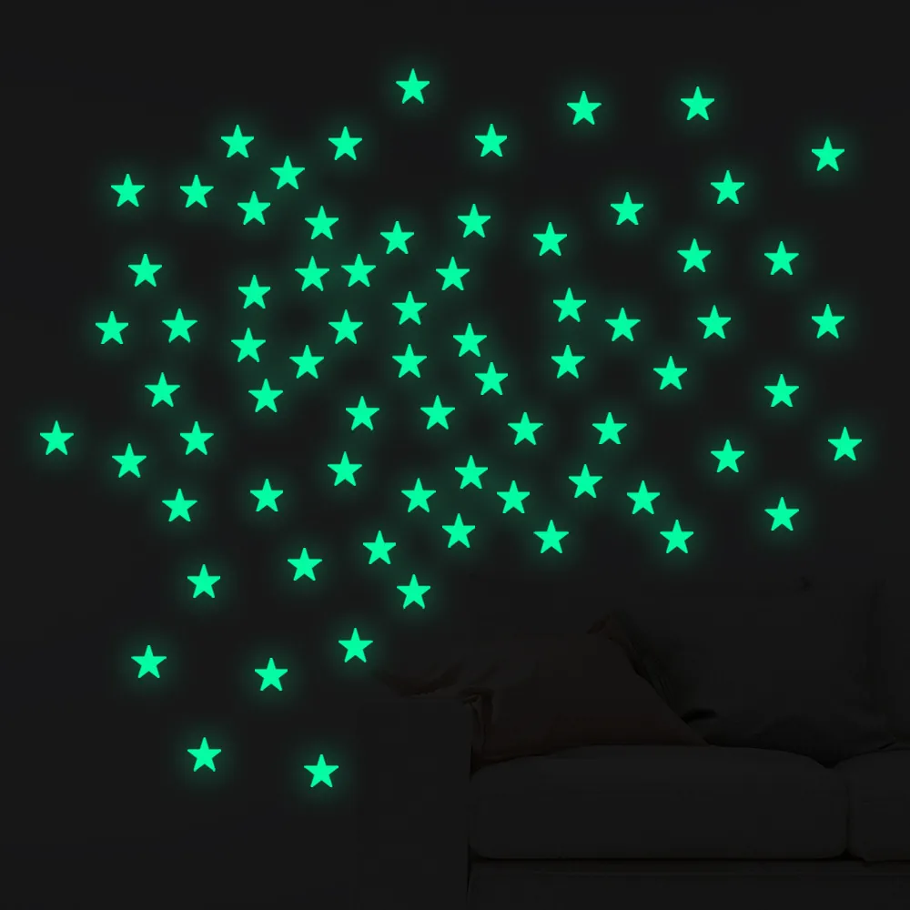 Luminous Star Wall Stickers Glow In The Dark Ceiling Decals For Kids Room Bedroom Home Decor PET PVC Fluorescent Stars