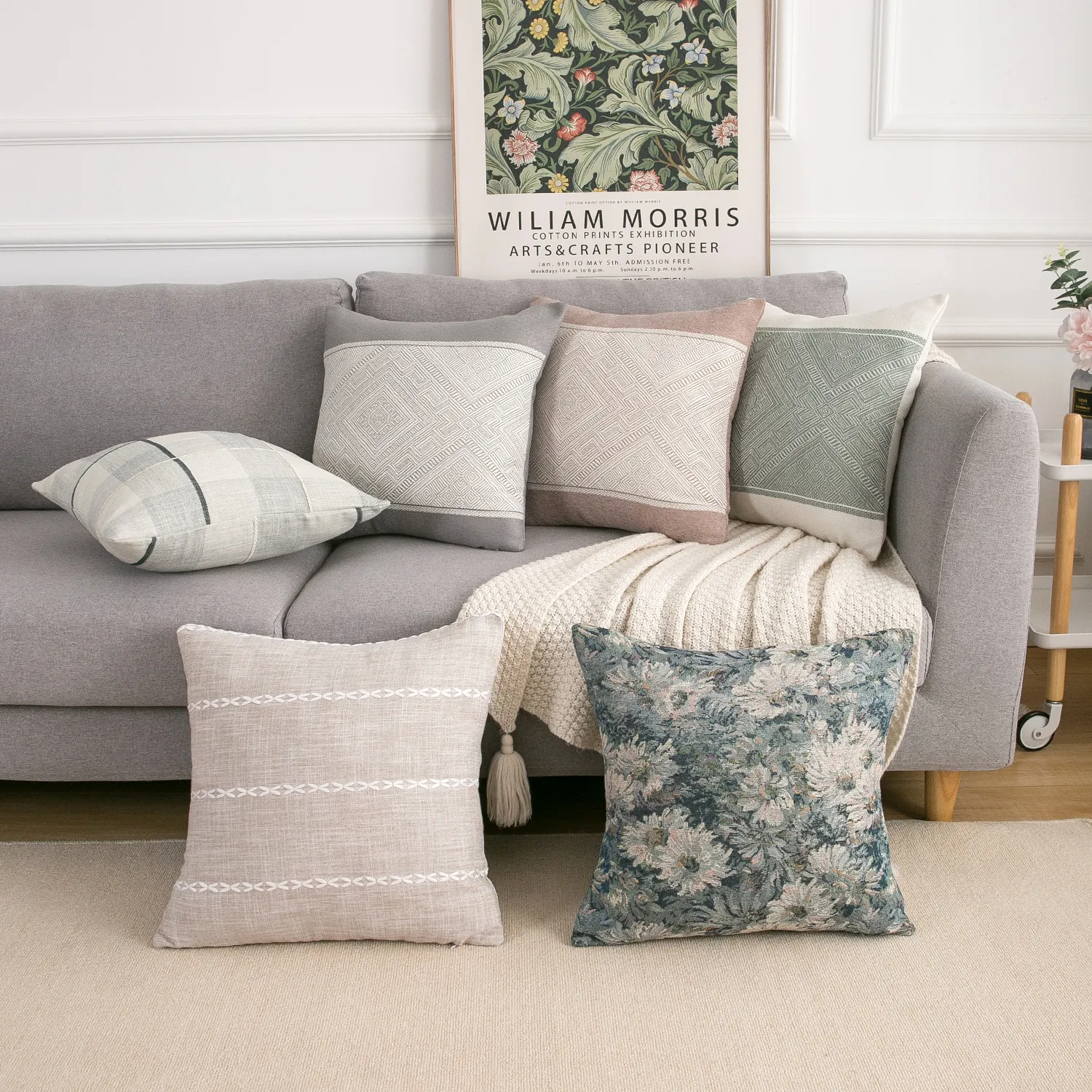 Modern Minimalist Geometric Cotton Linen Cushion Cover Nordic Retro Plaid Floral Decorative Pillowcase For Sofa Living Room