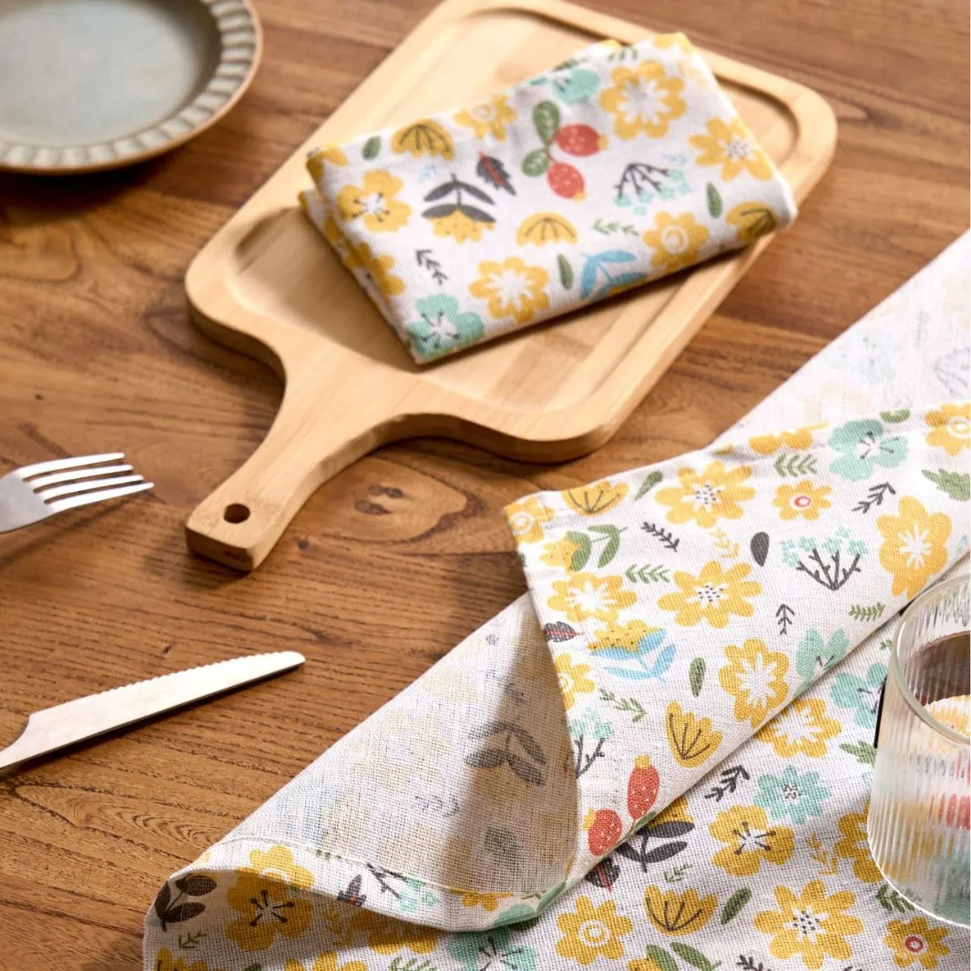 Floral Print Cotton Blend Table Napkin American Style Square Cloth Napkin For Dining Kitchen Restaurant Wedding Party Decor