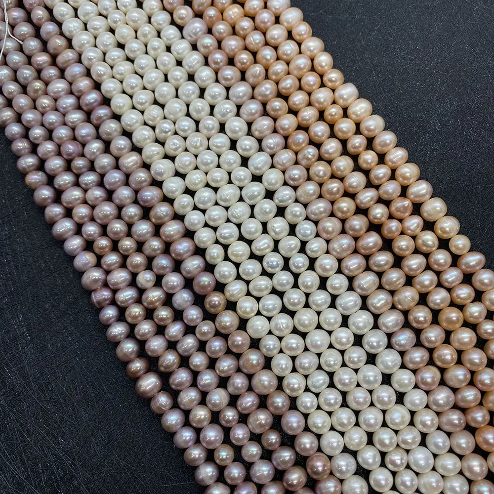 Natural Freshwater Pearl Loose Beads Irregular Round Beads For DIY Jewelry Making For Women White Pink Purple Pearls Gift
