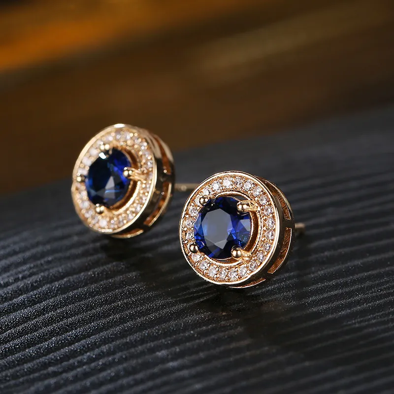 Herren Hip Hop Zirkonia Ohrstecker Rund Vergoldet Iced Out Halo Kupfer Ohrringe Für Männer Frauen Party Schmuck Geschenk