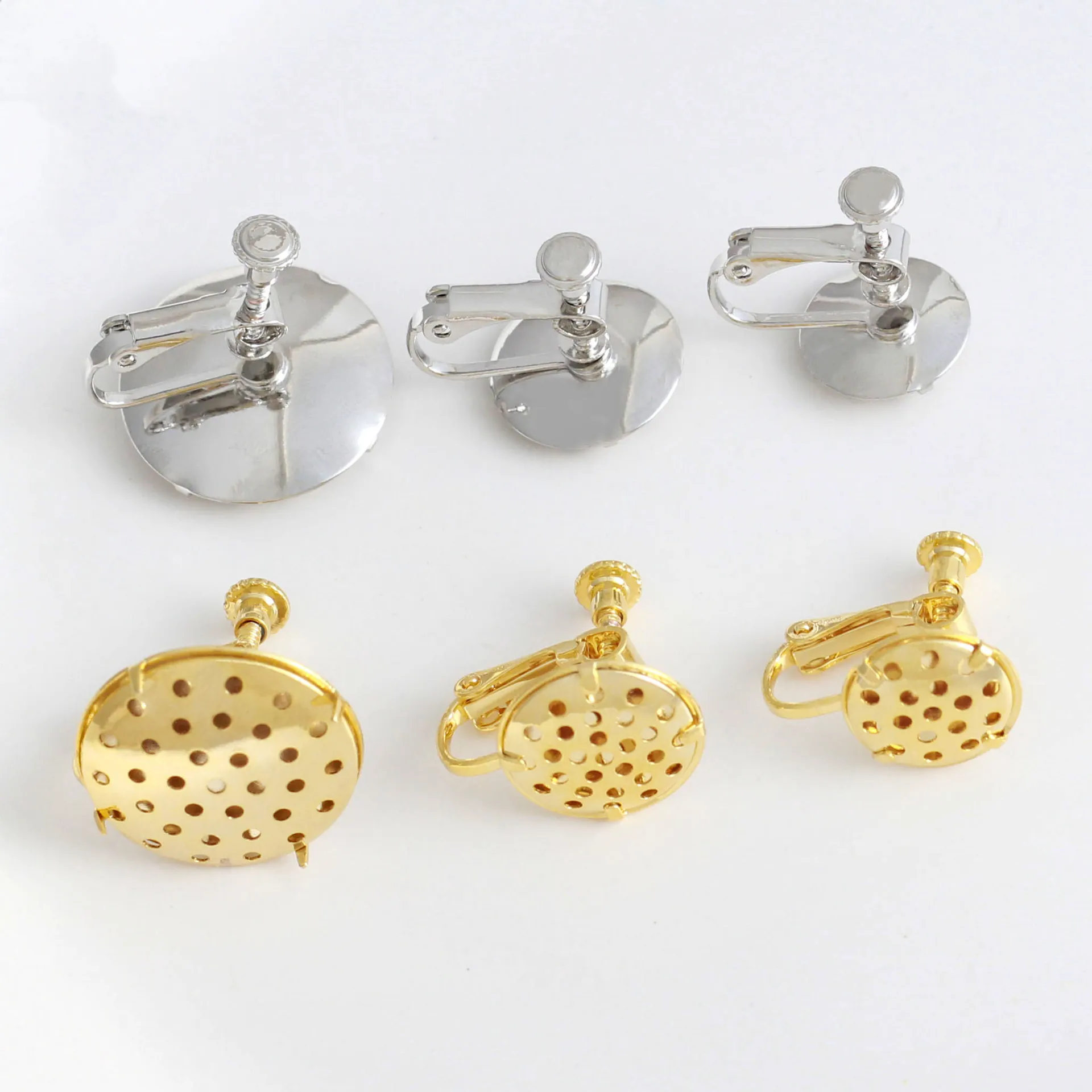 Convertitori Clip Orecchini in Rame Placcato Oro 14K a Maglia Rotonda Spirale DIY Componenti per Gioielli per Orecchie Senza Buco