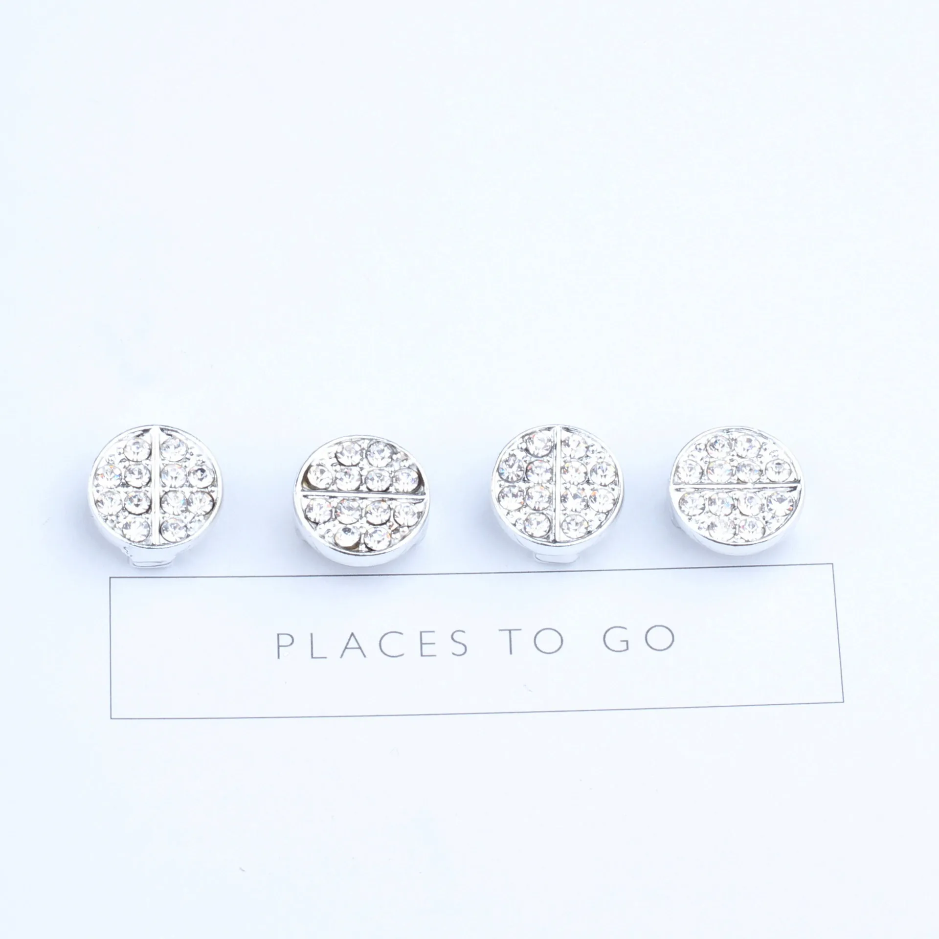 DIY Alloy Rhinestone Round Charm For Hair Tie Jewelry Making Silver Plated Micro Pave Sparkling Decorative Accessory