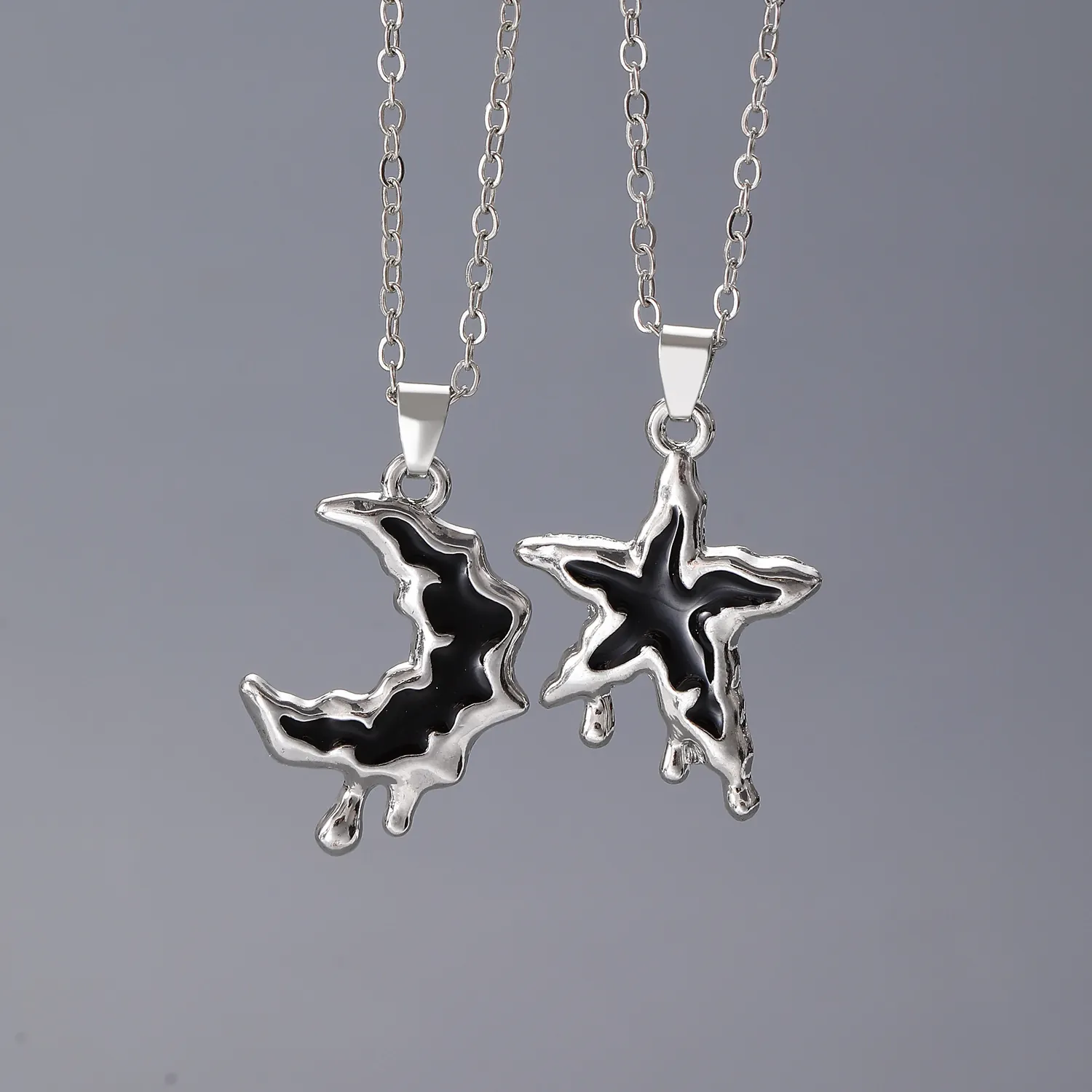 Colliers Pendentif Gothique Étoile Lune Croix Boucles D'oreilles Bracelet Alliage Émail Métal Liquide Irrégulier Y2K